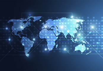 Global network connection. World map point and line composition concept of global business. Vector Illustration