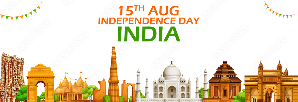 Famous Indian monument and Landmark for Happy Independence Day of India ...