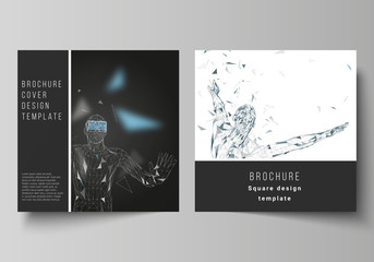 Aufkleber - minimal vector illustration of editable layout of two square format covers design templates for broc