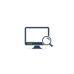 Fototapete - Computer pc with magnifier search icon. Vector isolated simple concept