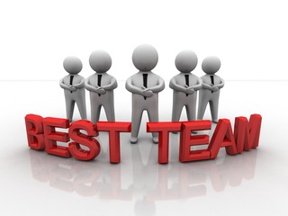 Poster - 3d rendering business team holding text team
