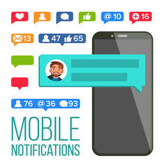 Poster - Chat Notification Vector. Mobile Phone. Messages, Likes, E-mail Bubbles. Web Online Talking, Dialog. Speak, Conversation. Chatting. Flat Isolated Illustration