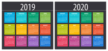 2019 2020 Calendar - Illustration. Template. Mock Up