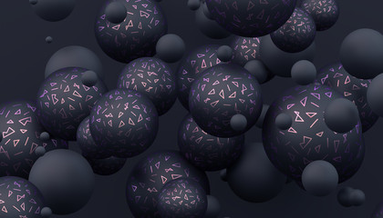 Poster - Abstract 3d rendering of geometric shapes. Modern composition. Background design with spheres for poster, cover, branding, banner, placard.