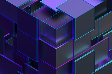 abstract 3d rendering of geometric shapes. composition with squares. cube design. modern background 