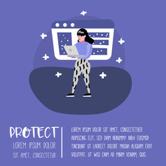 Poster - general data protection regulation concept with characters for poster, banner. gdpr principles for t