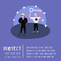 Poster - general data protection regulation concept with characters for poster, banner. gdpr principles for t