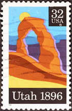 Sandstone Arch Of Utah On American Postage Stamp