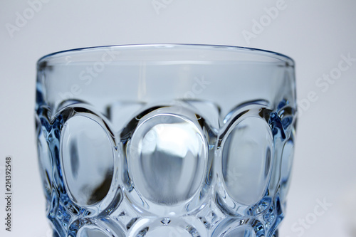 Fotografie, Obraz Macro abstract of elegant blue crystal glass with scallop designs