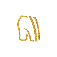 Canvas Print - Cycling pants icon in gold glitter texture. Sparkle luxury style vector illustration.