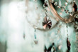 Crystal chandelier close-up. Glamour luxury background with copy space
