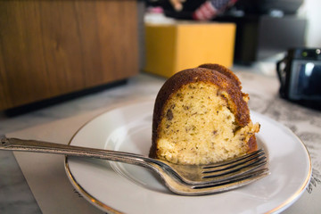 Wall Mural - Banana muffins lays on a plate at modern vintage coffee shop