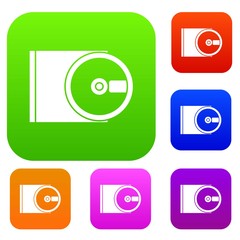 Poster - DVD drive open set icon in different colors isolated vector illustration. Premium collection