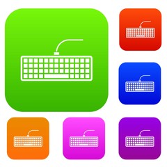 Poster - Black computer keyboard set icon in different colors isolated vector illustration. Premium collection