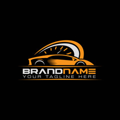 Sticker - sport car with tachometer logo. Auto performance logo