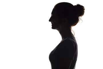 Wall Mural - silhouette of girl on a white isolated background