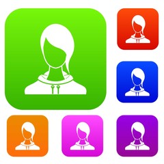 Sticker - Woman set icon in different colors isolated vector illustration. Premium collection