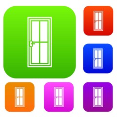 Poster - Glass door set icon in different colors isolated vector illustration. Premium collection