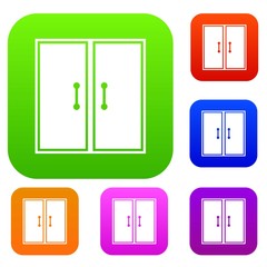 Poster - Two glass doors set icon in different colors isolated vector illustration. Premium collection