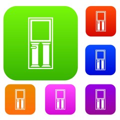 Poster - Wooden door with glass set icon in different colors isolated vector illustration. Premium collection
