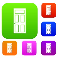 Poster - Wooden door with glass set icon in different colors isolated vector illustration. Premium collection