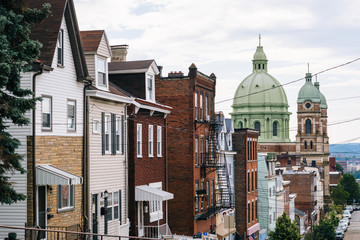 Immaculate Heart of Mary Church and Brereton Street on Polish Hill, in Pittsburgh, Pennsylvania