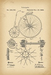  1880 Patent Velocipede Bicycle archive history invention