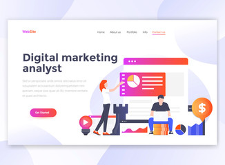 Poster - flat modern design of wesite template - digital marketing analyst