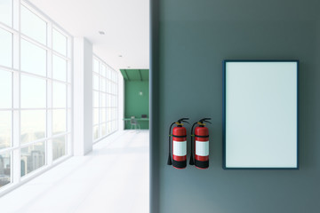 Contemporary interior with fire extinguishers