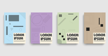 Poster - Flat bauhaus or web banner on halftone background. Vector abstract banner design web template.