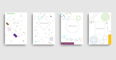 Poster - Line art bauhaus or layout template. Abstract vector layout background set. 