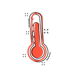 Wall Mural - Vector thermometer icon in comic style. Goal sign illustration pictogram. Thermometer business splash effect concept.