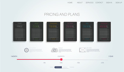 Aufkleber - abstract flyer design with tariffs page. price, table, chart. technology background.