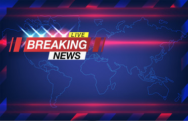 Poster - Banner breaking news, important news, headline in the form of flashing lights police. Vector image.
