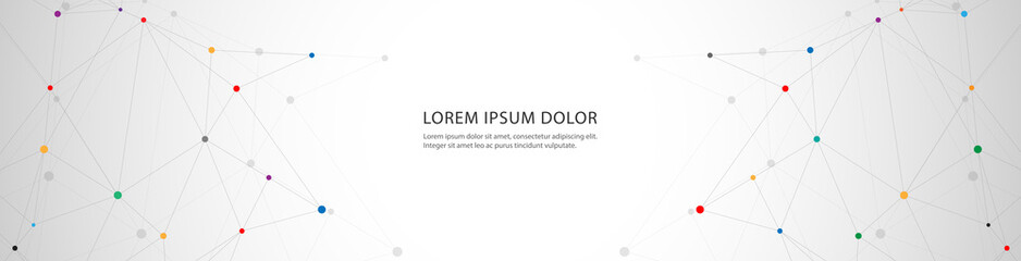 Vector banner design, network connection with lines and dots