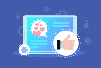 Poster - social media icon chat bubble mobile application speech like horizontal banner flat vector illustrat