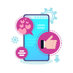 Poster - social media icon chat bubble mobile application speech like vertical vector illustration