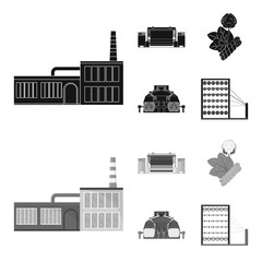 Wall Mural - Factory, enterprise, buildings and other web icon in black,monochrom style. Textile, industry, fabric icons in set collection.