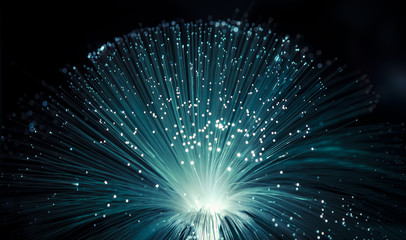 fiber optics, fiber threads for ultra fast internet communications, thin light threads that move inf
