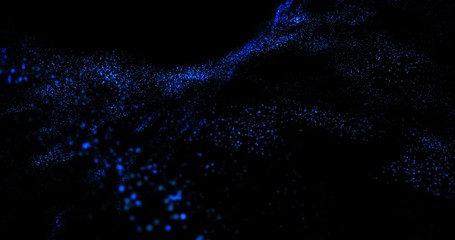 Wall Mural - Blue Rotating Particle Background 4k Animation Video.