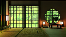 Japan Room Design Japanese-style. 3D Rendering