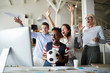 © pressmaster - Group of excited people shouting cheerfully after goal while watching online broadcast of world championship