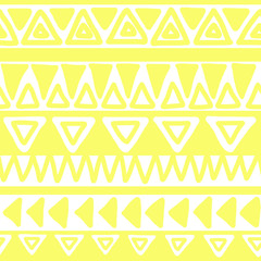 Wall Mural - Seamless yellow and white geometric background. Ethnic hand drawn pattern for wallpaper, cloth, cover, textile