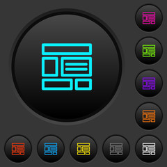 Wall Mural - Web layout dark push buttons with color icons