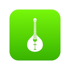 Poster - Guitar icon green vector isolated on white background