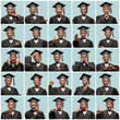 © Krakenimages.com - Young african american man wearing graduation cap very happy doing gesture with face and hands. Composition.