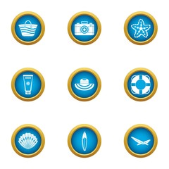 Poster - Authorization water icons set. Flat set of 9 authorization water vector icons for web isolated on white background