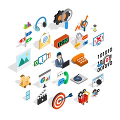 Poster - Team leader icons set. Isometric set of 25 team leader vector icons for web isolated on white background