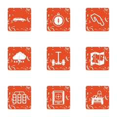 Poster - Rugged terrain icons set. Grunge set of 9 rugged terrain vector icons for web isolated on white background