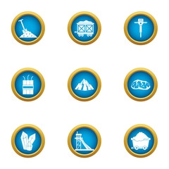Poster - Mining engineering icons set. Flat set of 9 mining engineering vector icons for web isolated on white background